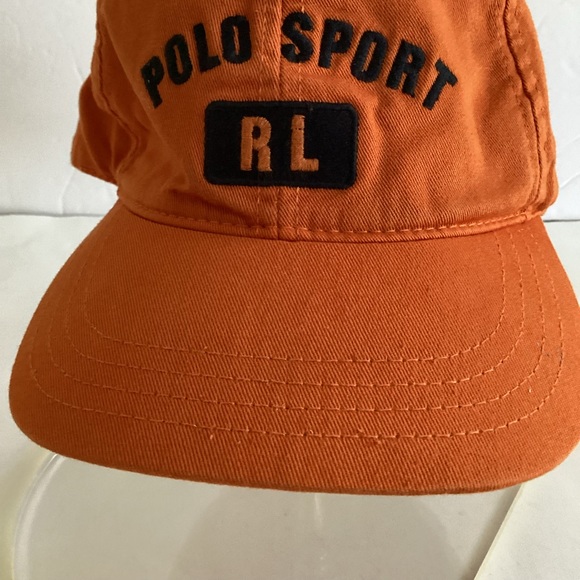 Vintage Polo Ralph Lauren Polo Sport RL Cap Hat Strap Back Orange USA Cotton OS - Picture 8 of 10